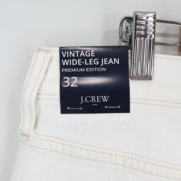 NWT J. Crew Factory Premium Edition Vintage Wide-Leg Button Fly Jean White 32 - Picture 9 of 12
